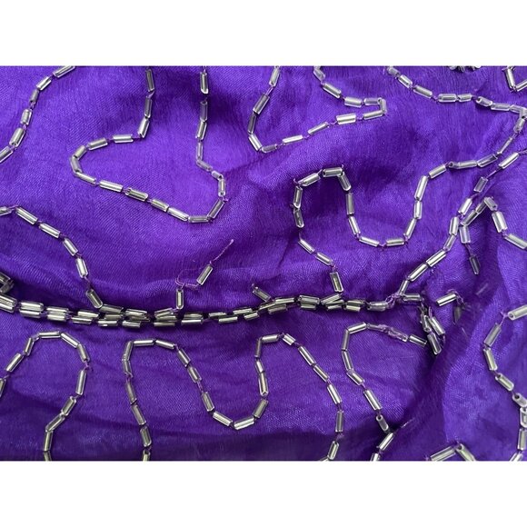 tan chho Women’s 100% Silk Beaded Purple Set Suit Costume Small Vintage 20s - Picture 6 of 13